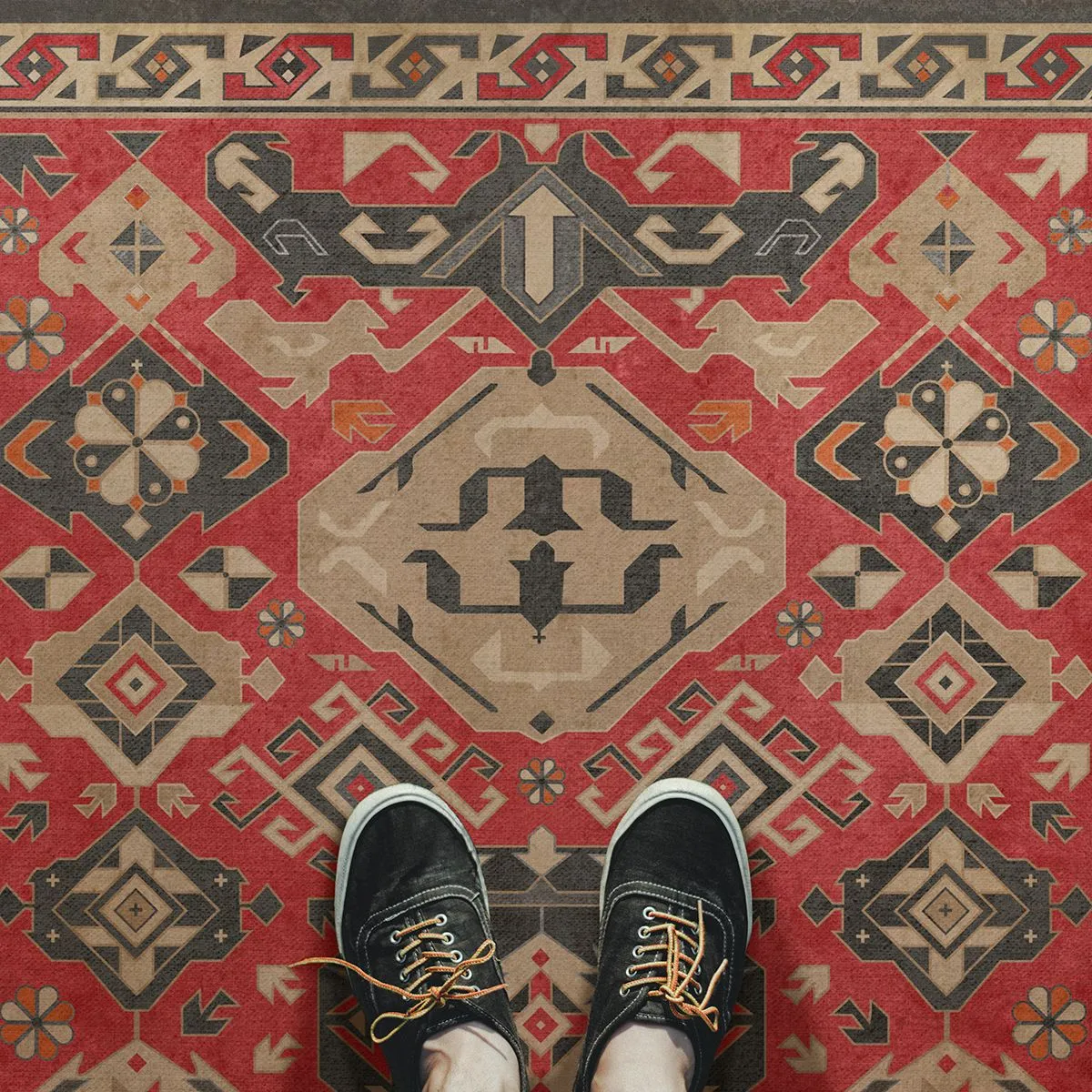 Traditional Williamsburg "All Spice" Vinyl Floorcloth - Spicher & Co.