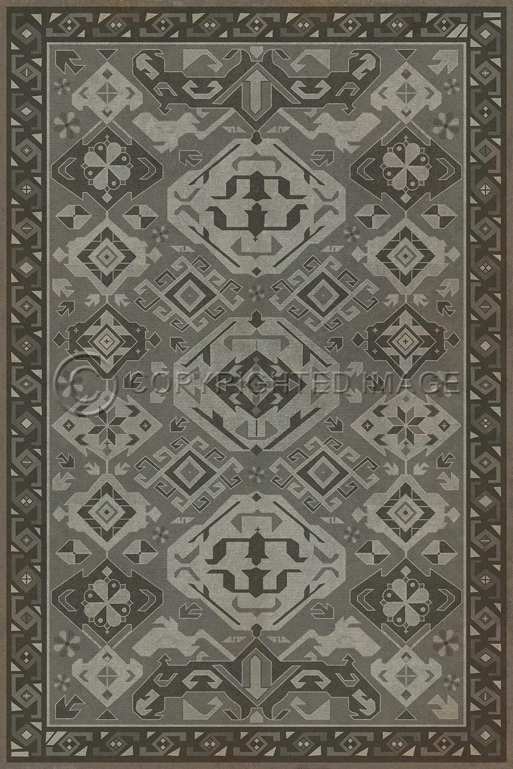 Traditional Williamsburg "Poppy Seed" Vinyl Floorcloth - Spicher & Co.