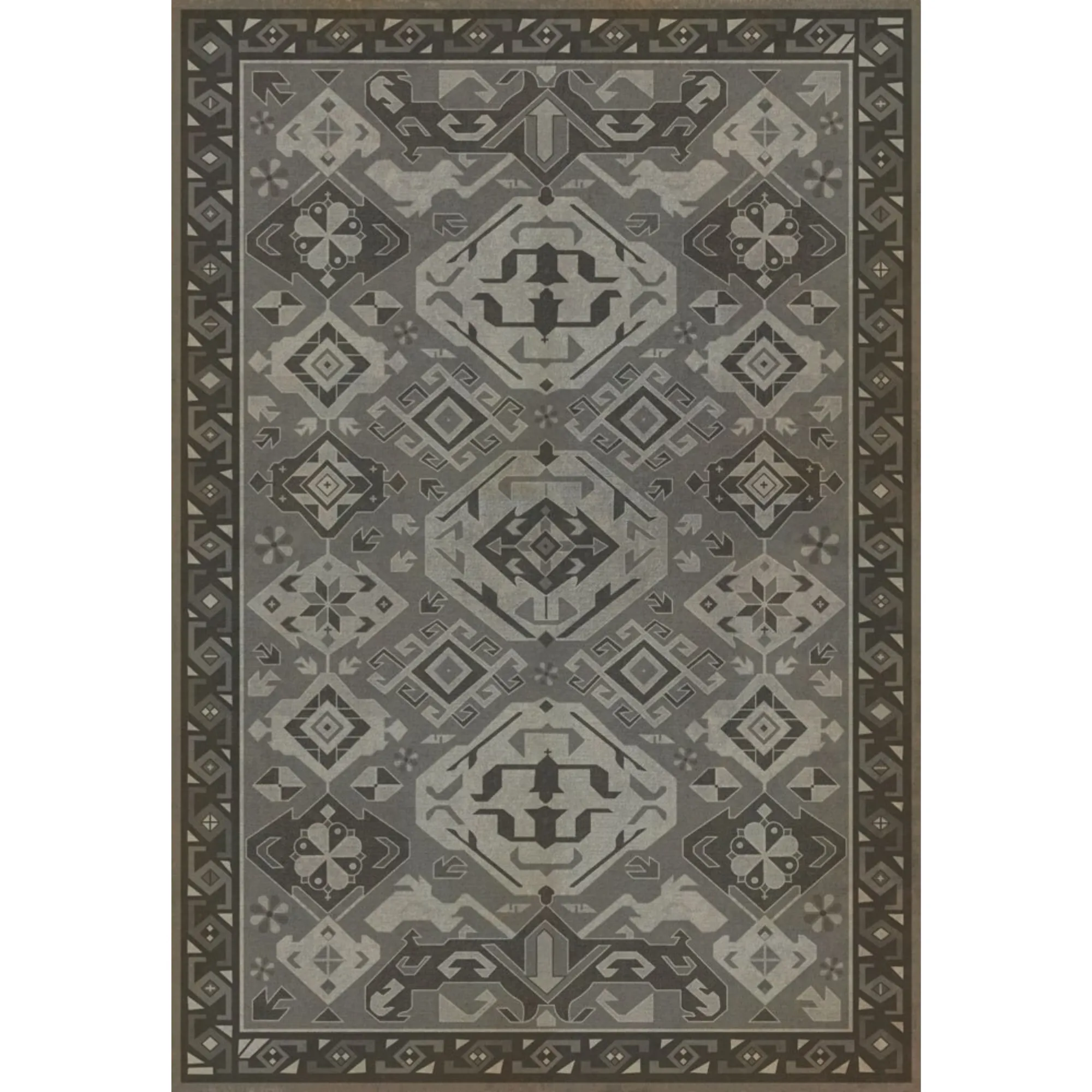 Traditional Williamsburg "Poppy Seed" Vinyl Floorcloth - Spicher & Co.