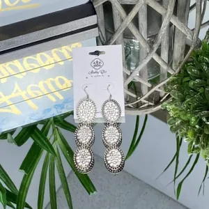 Triple Stack earrings - Silver with Clear