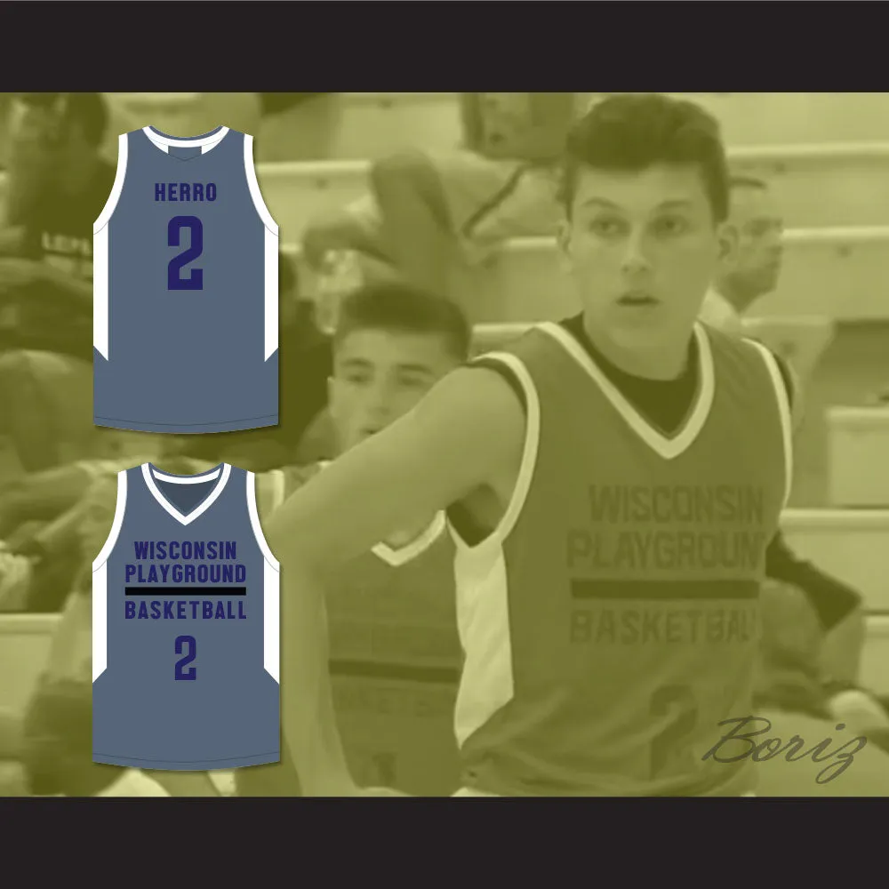 Tyler Herro 2 Wisconsin Playground Basketball Dark Gray Basketball Jersey