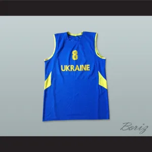 Ukraine 8 National Team Blue Basketball Jersey