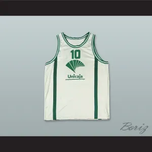 Unicaja Baloncesto Malaga Spain 10 White Basketball Jersey
