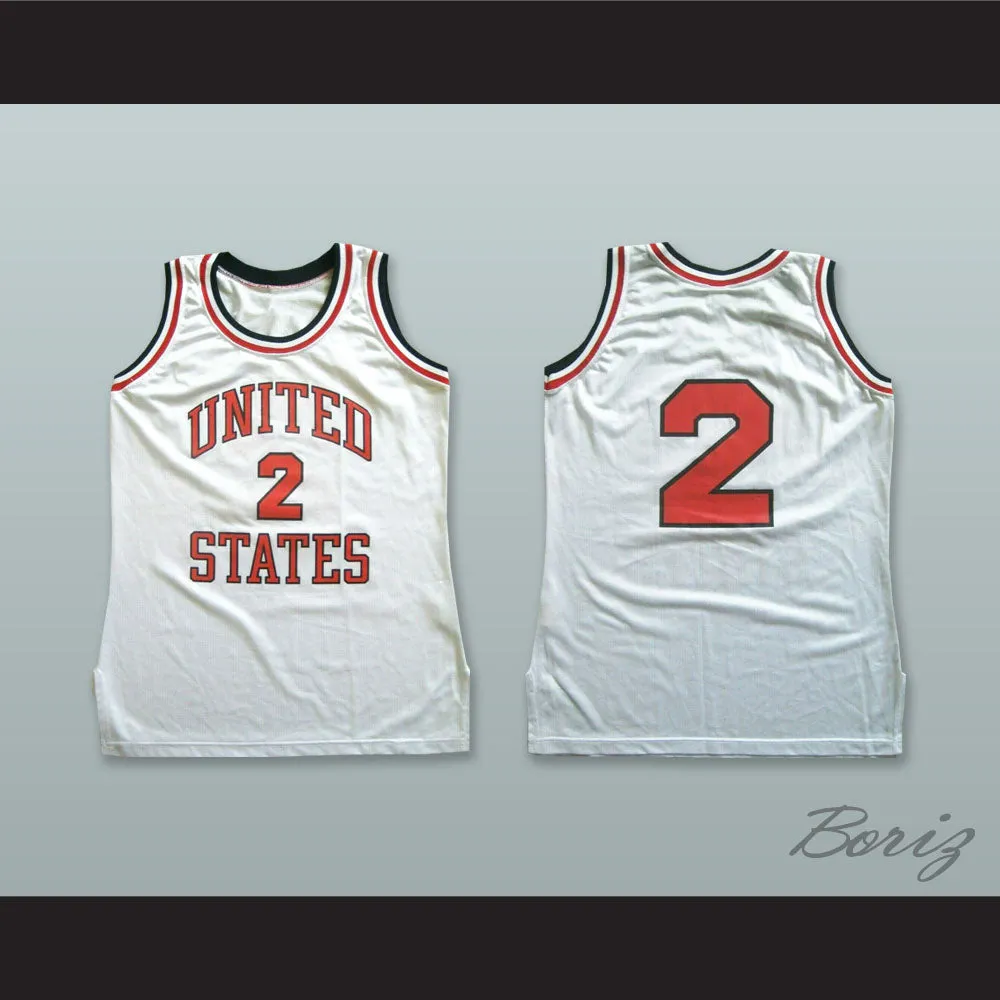 United States 2 White Basketball Jersey