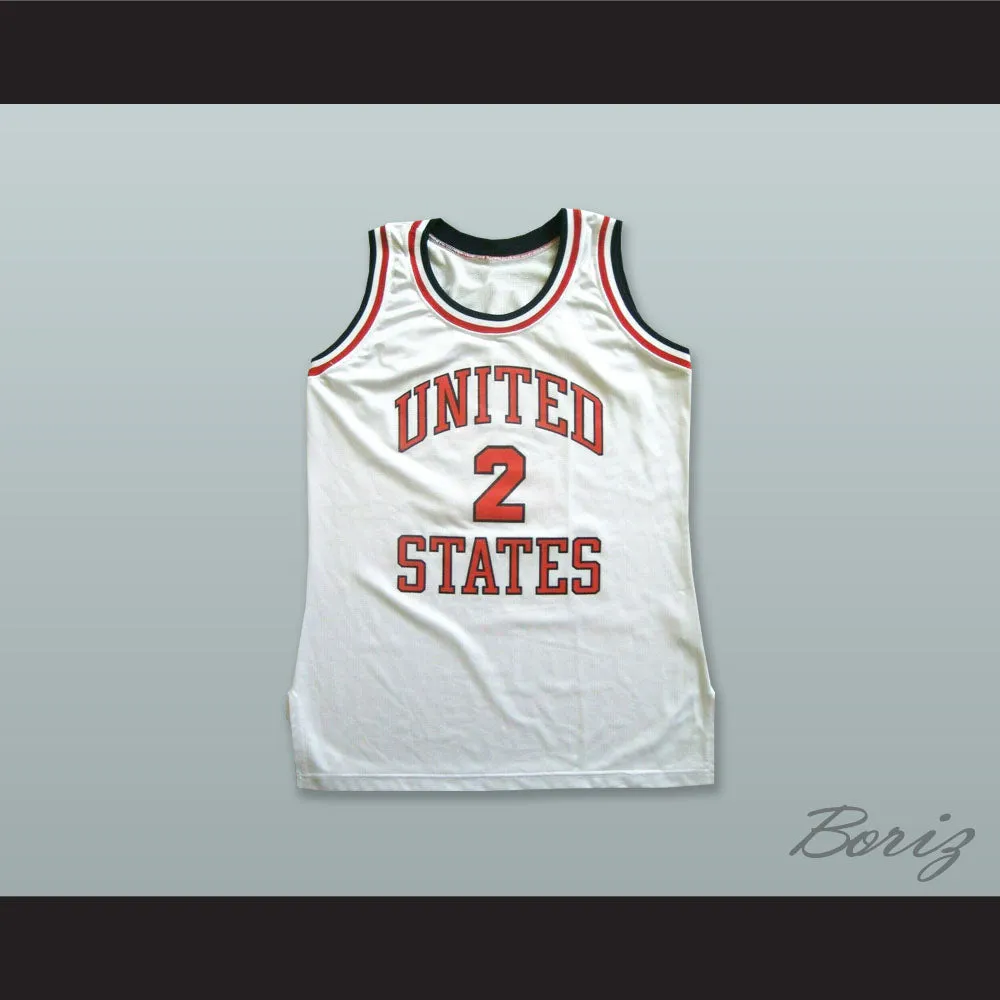 United States 2 White Basketball Jersey