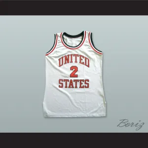 United States 2 White Basketball Jersey