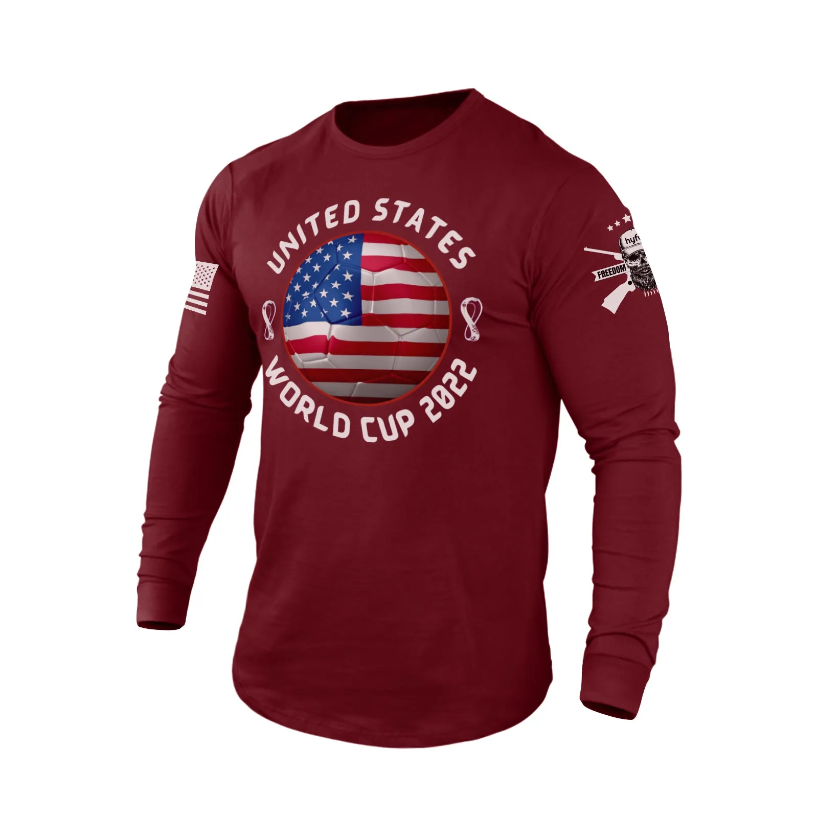 UNITED STATES WORLD CUP 2022 100% COTTON GRAPHIC LONG SLEEVE T-SHIRT