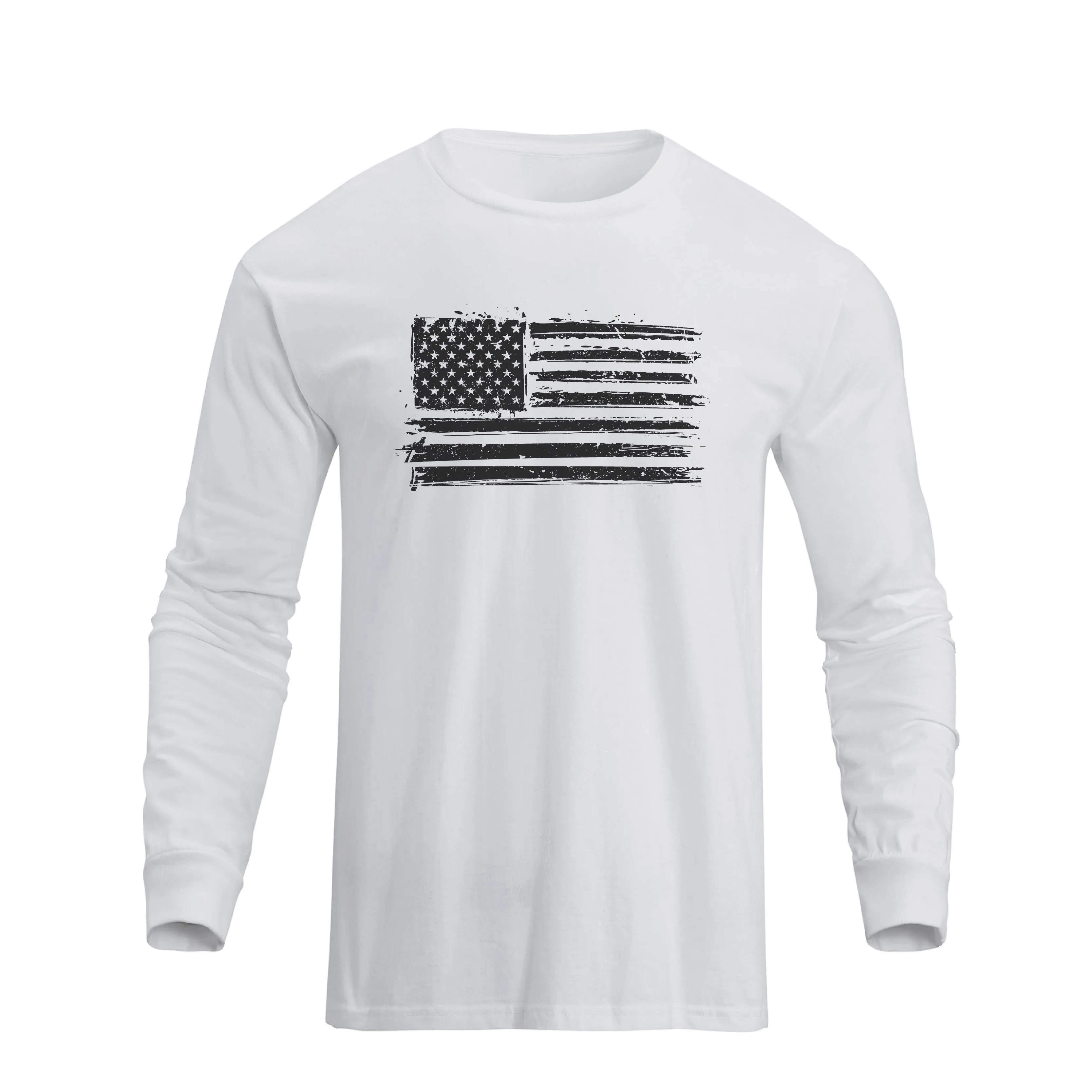 USA FLAG 100% COTTON GRAPHIC LONG SLEEVE T-SHIRT