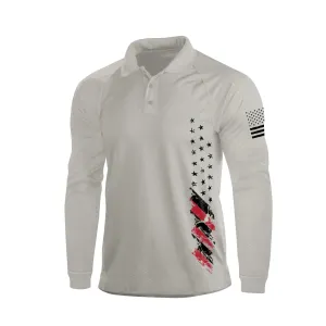USA FLAG  100% COTTON RAGLAN GRAPHIC LONG SLEEVE POLO SHIRT