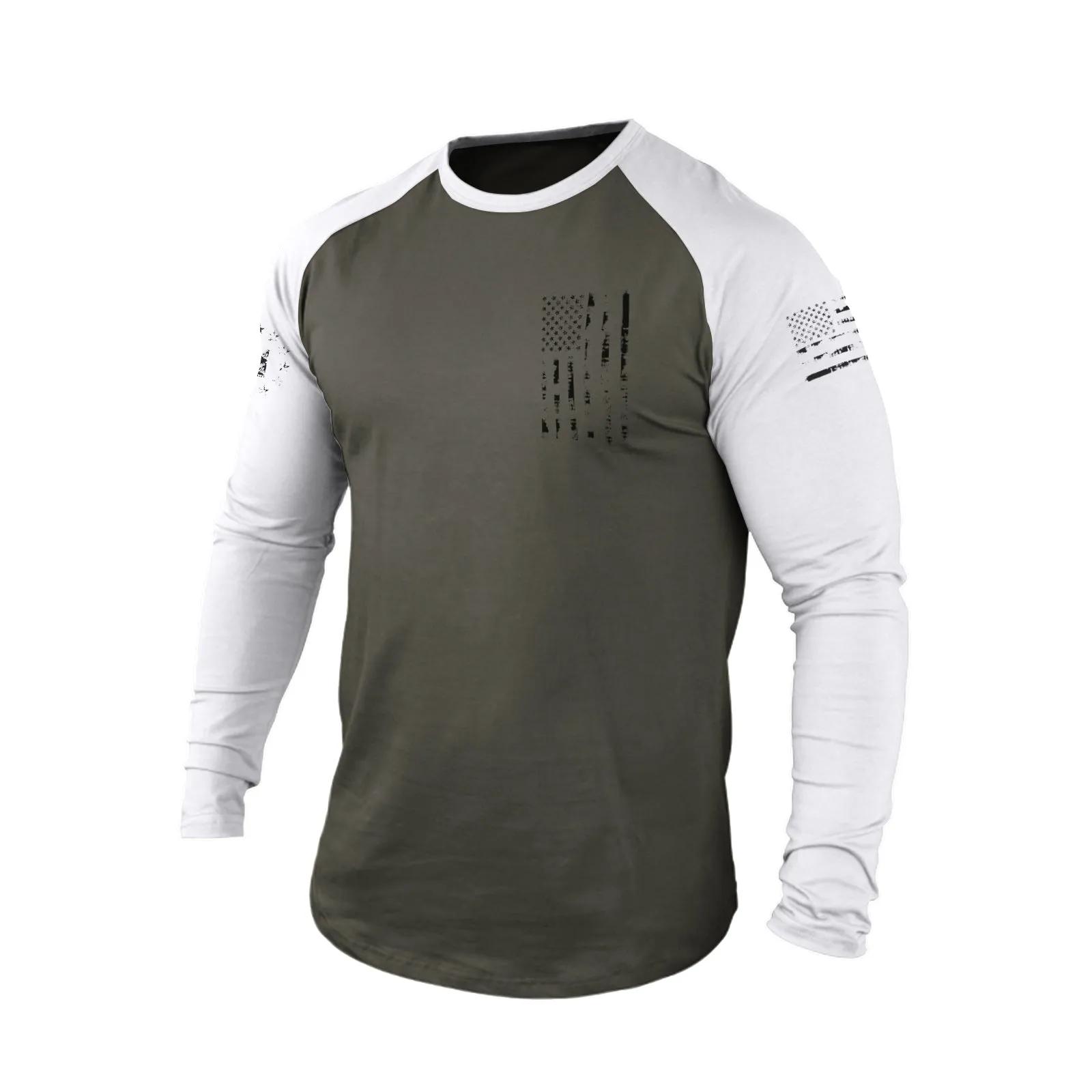 USA FLAG 100%COTTON RAGLAN GRAPHIC LONG SLEEVE T-SHIRT