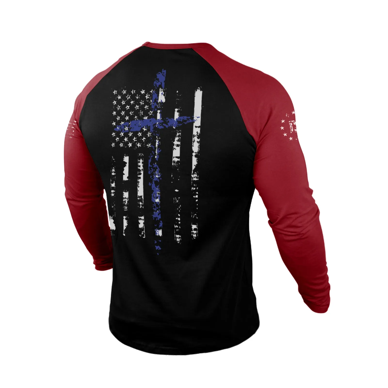USA FLAG 100%COTTON RAGLAN GRAPHIC LONG SLEEVE T-SHIRT