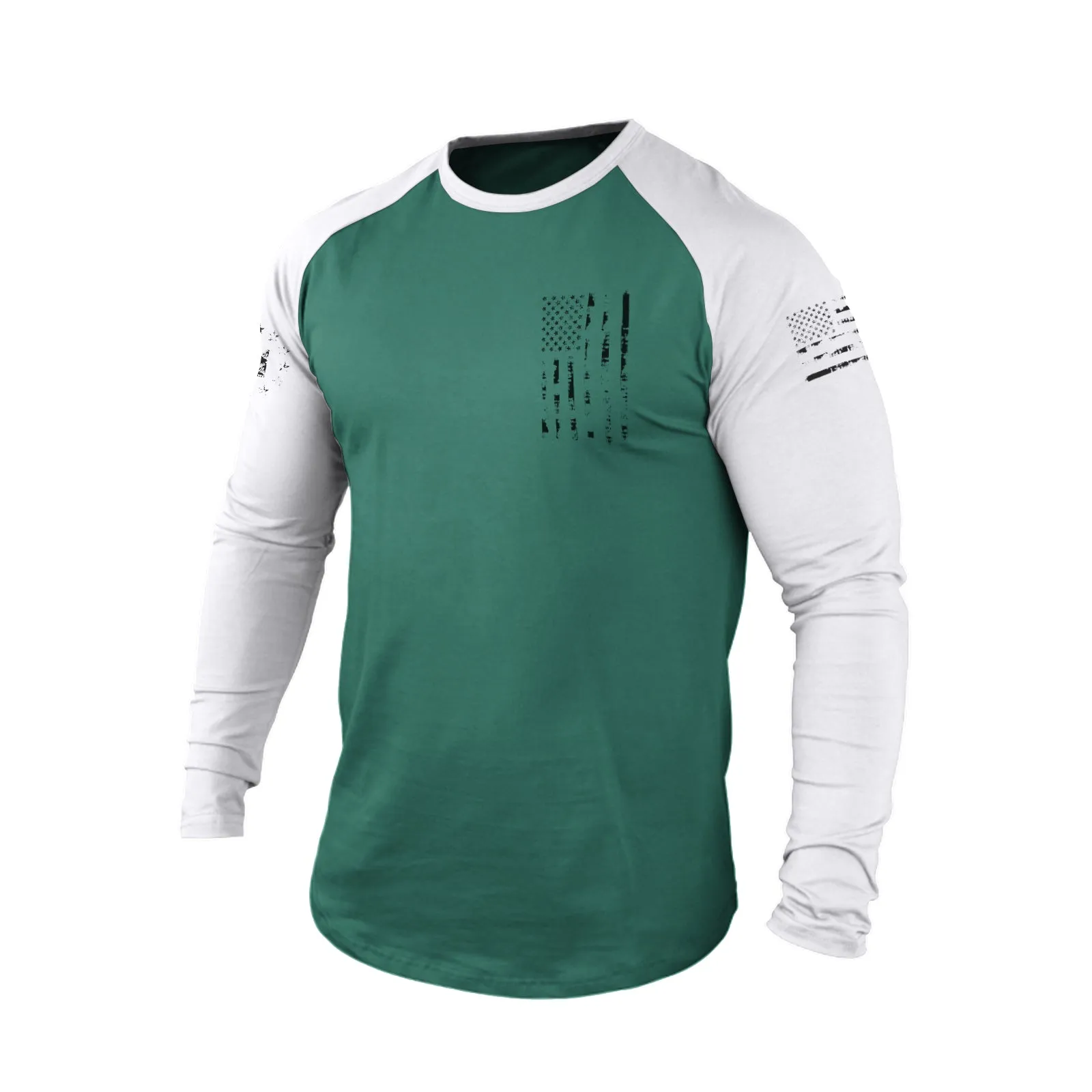 USA FLAG 100%COTTON RAGLAN GRAPHIC LONG SLEEVE T-SHIRT