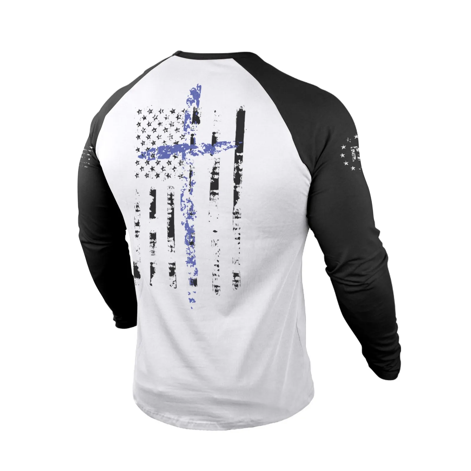 USA FLAG 100%COTTON RAGLAN GRAPHIC LONG SLEEVE T-SHIRT