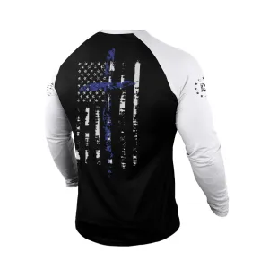 USA FLAG 100%COTTON RAGLAN GRAPHIC LONG SLEEVE T-SHIRT
