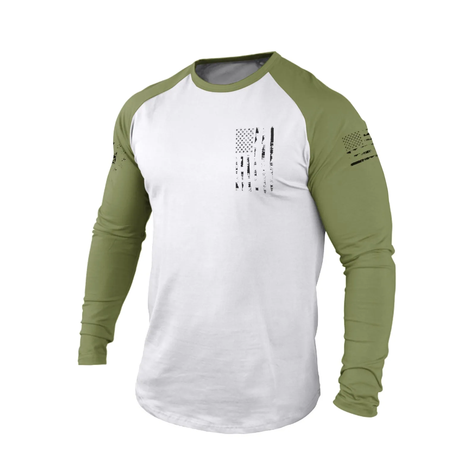 USA FLAG 100%COTTON RAGLAN GRAPHIC LONG SLEEVE T-SHIRT