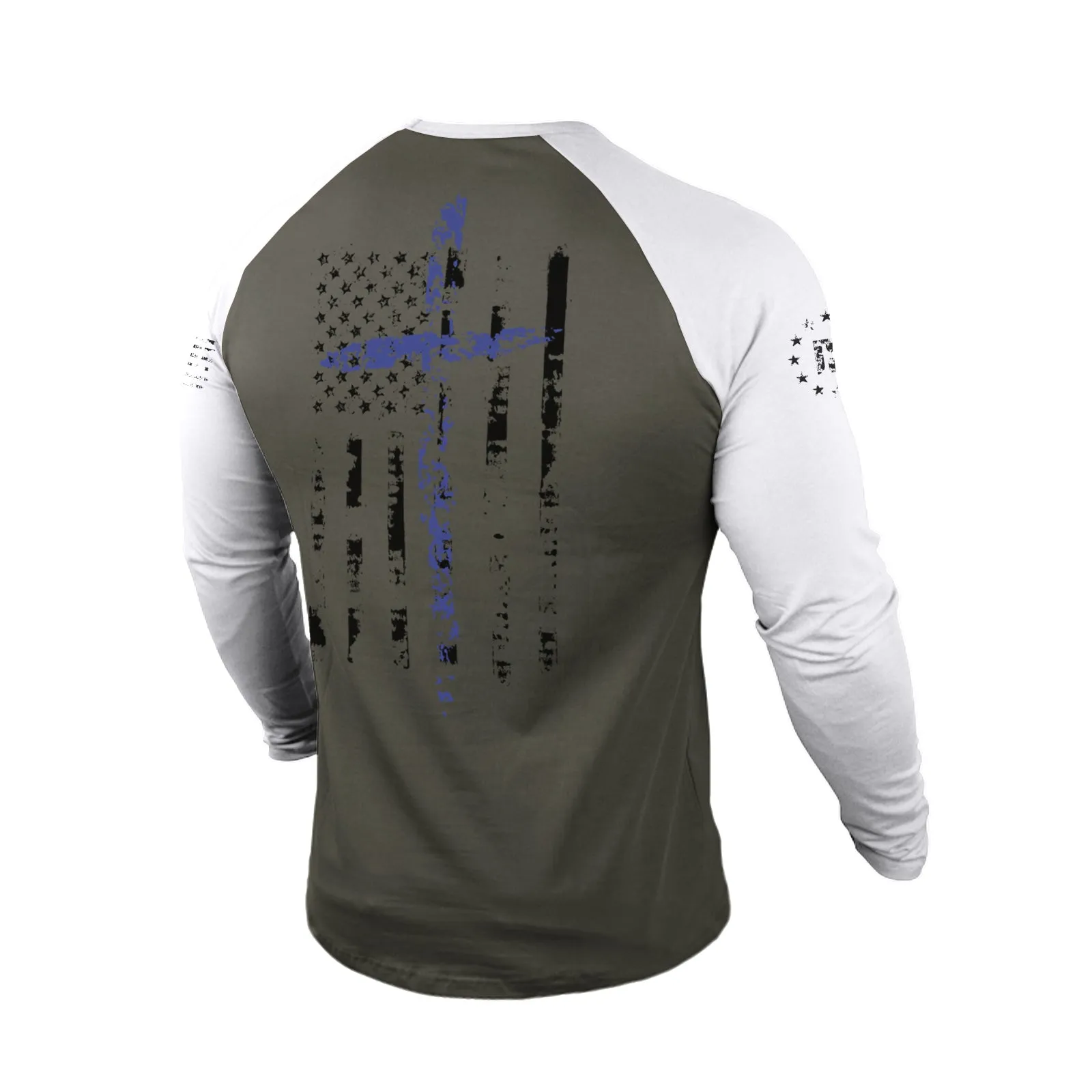 USA FLAG 100%COTTON RAGLAN GRAPHIC LONG SLEEVE T-SHIRT
