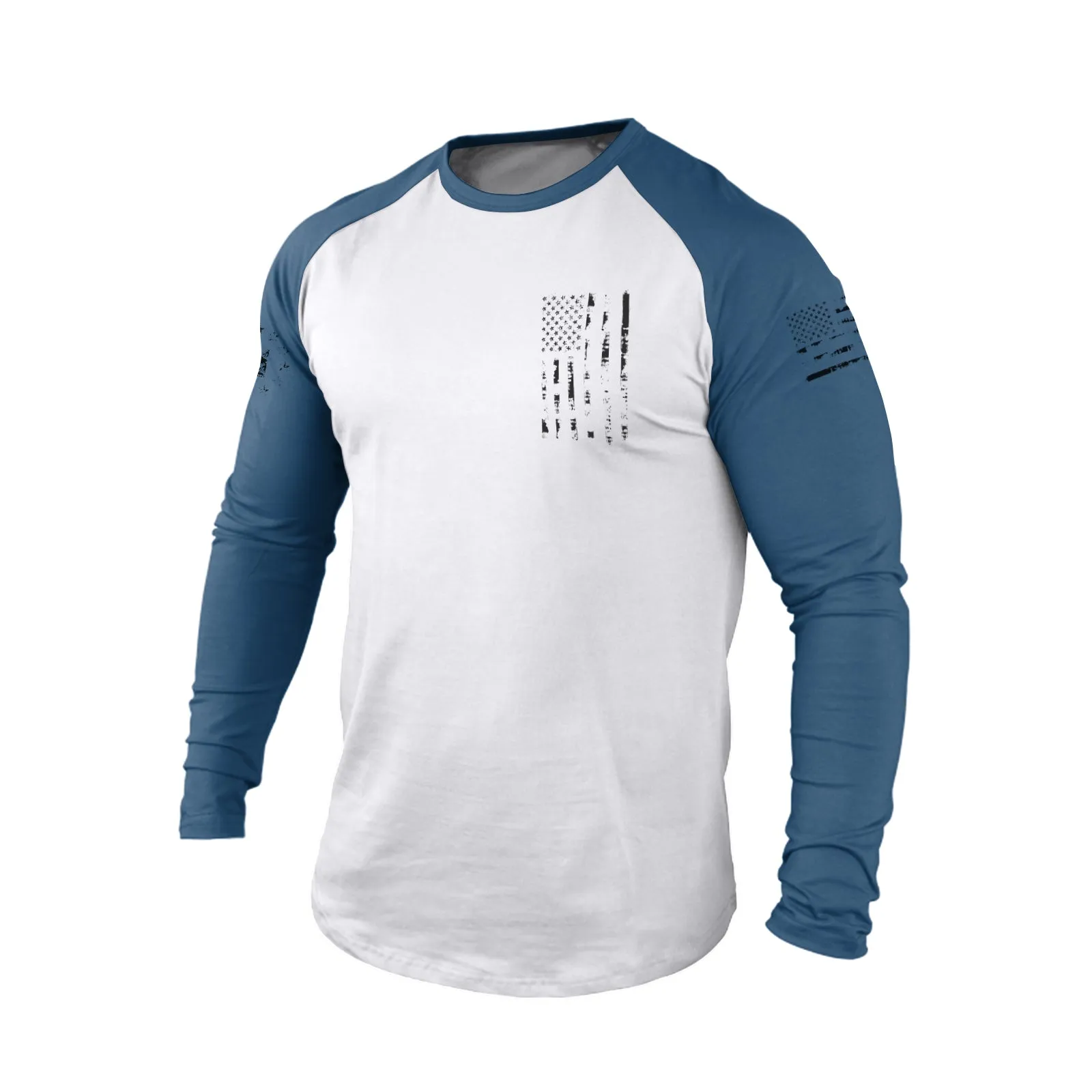 USA FLAG 100%COTTON RAGLAN GRAPHIC LONG SLEEVE T-SHIRT