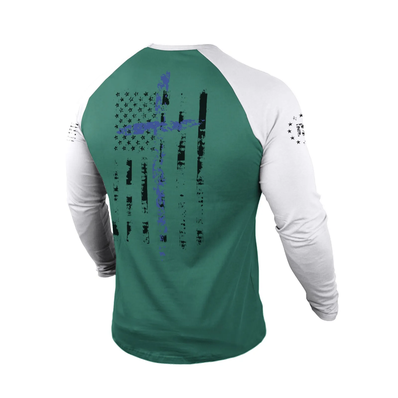 USA FLAG 100%COTTON RAGLAN GRAPHIC LONG SLEEVE T-SHIRT