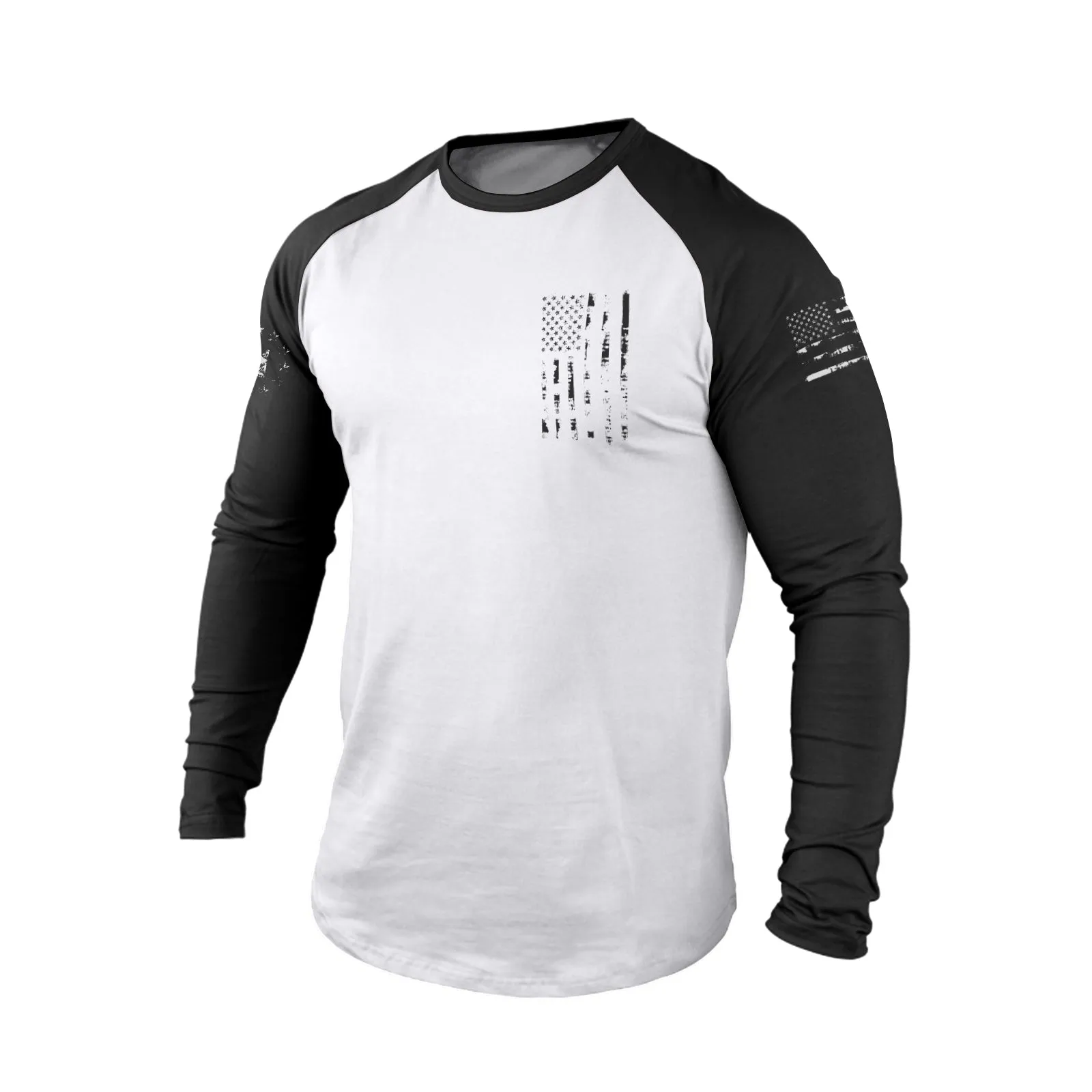 USA FLAG 100%COTTON RAGLAN GRAPHIC LONG SLEEVE T-SHIRT