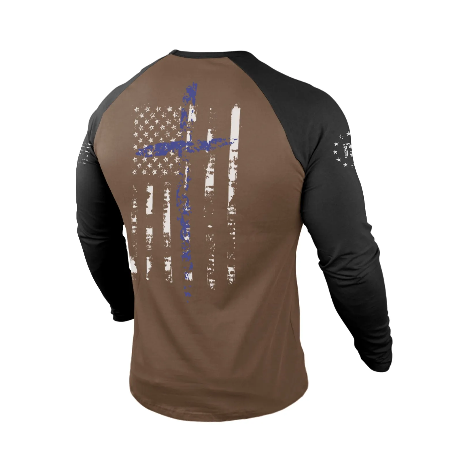USA FLAG 100%COTTON RAGLAN GRAPHIC LONG SLEEVE T-SHIRT