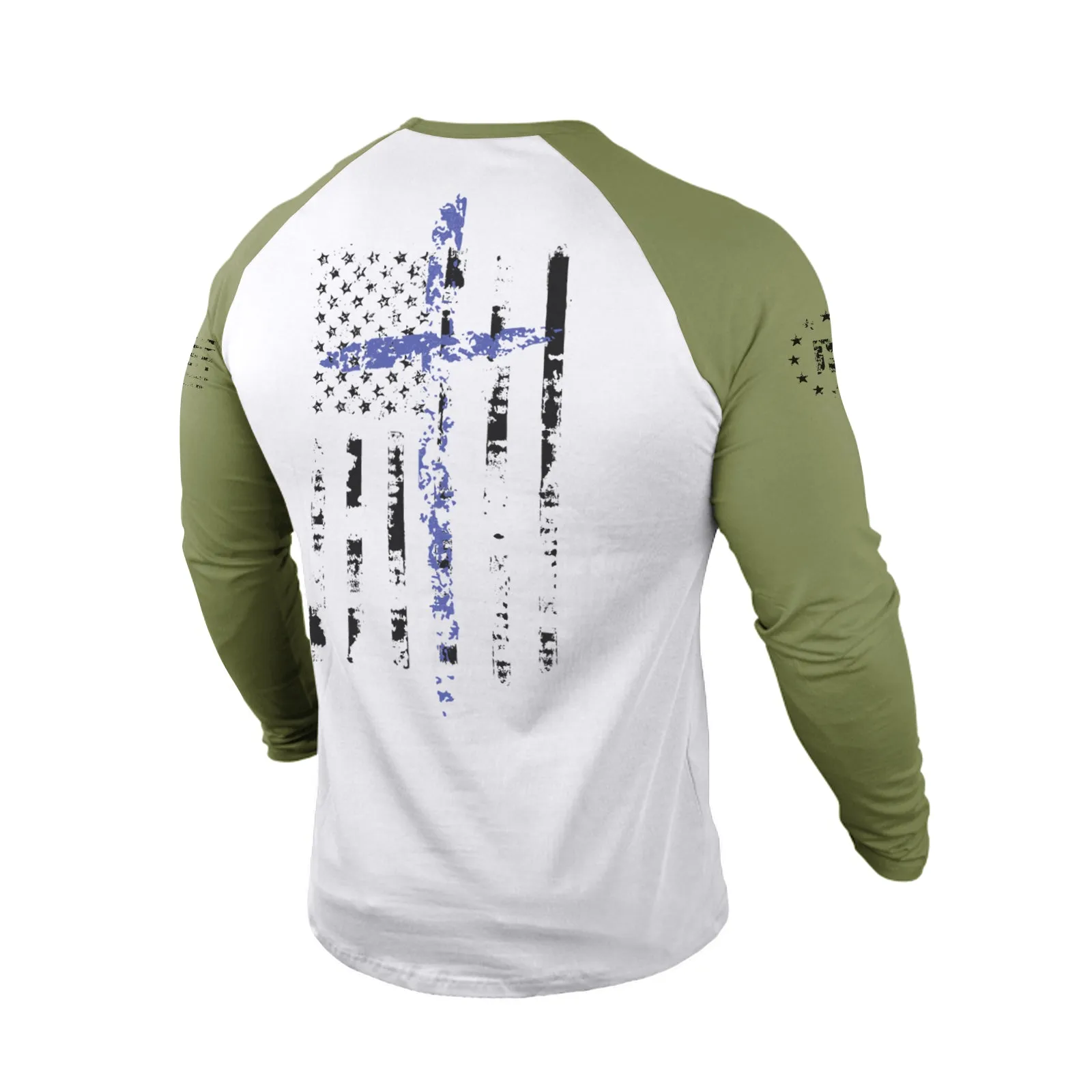 USA FLAG 100%COTTON RAGLAN GRAPHIC LONG SLEEVE T-SHIRT