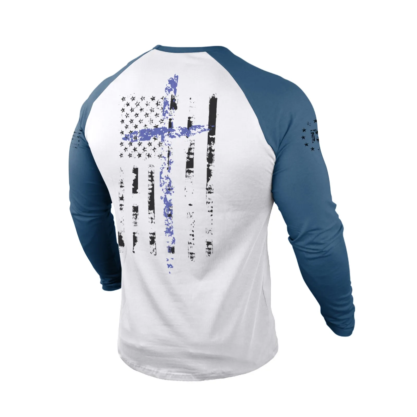 USA FLAG 100%COTTON RAGLAN GRAPHIC LONG SLEEVE T-SHIRT