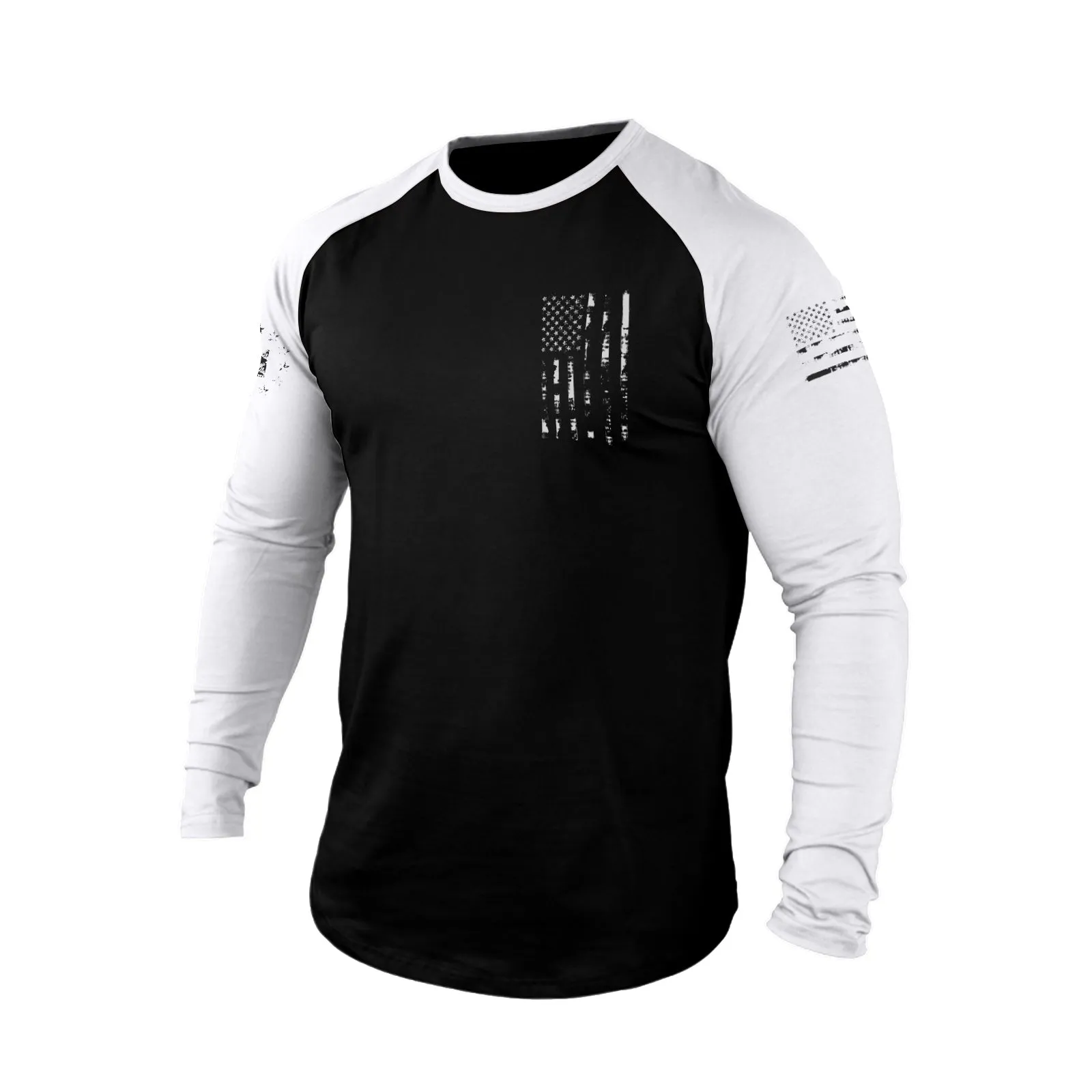 USA FLAG 100%COTTON RAGLAN GRAPHIC LONG SLEEVE T-SHIRT