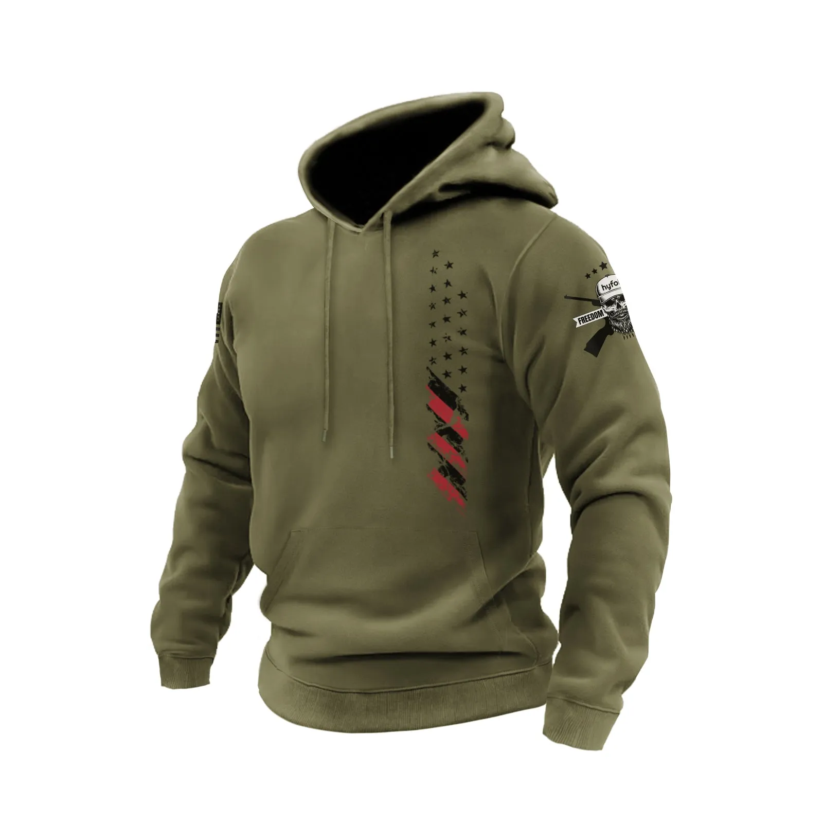 USA FLAG COTTON GRAPHIC POCKET HOODIE