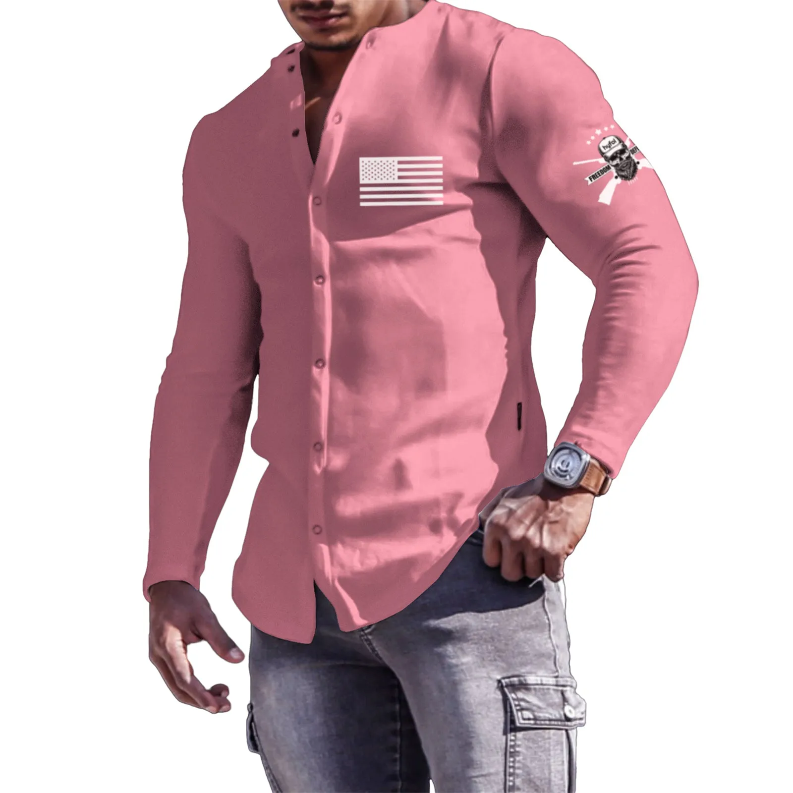 USA FLAG GRAPHIC LONG SLEEVE SHIRT