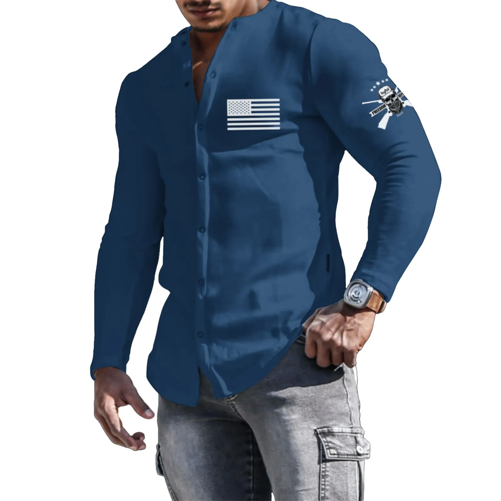 USA FLAG GRAPHIC LONG SLEEVE SHIRT