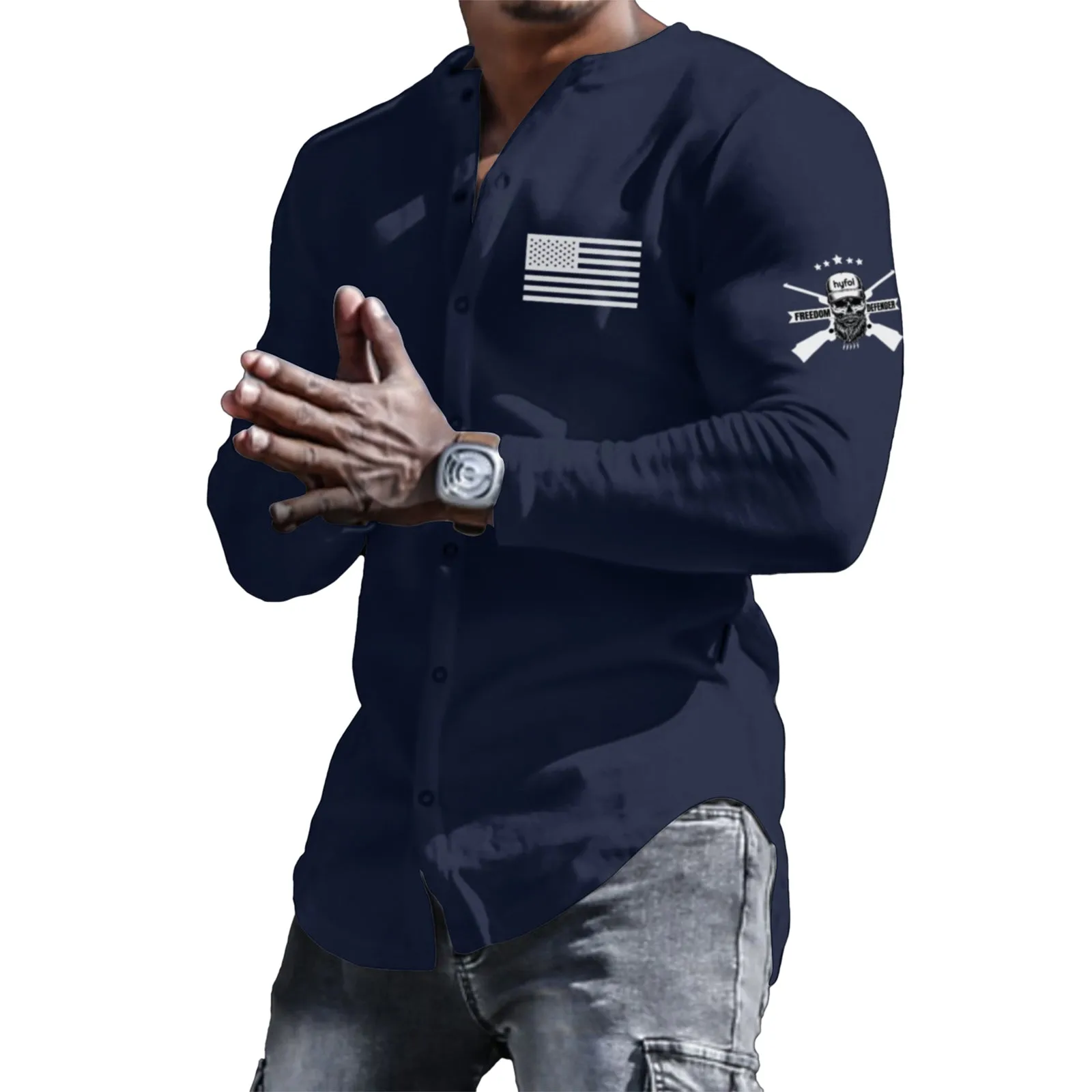 USA FLAG GRAPHIC LONG SLEEVE SHIRT