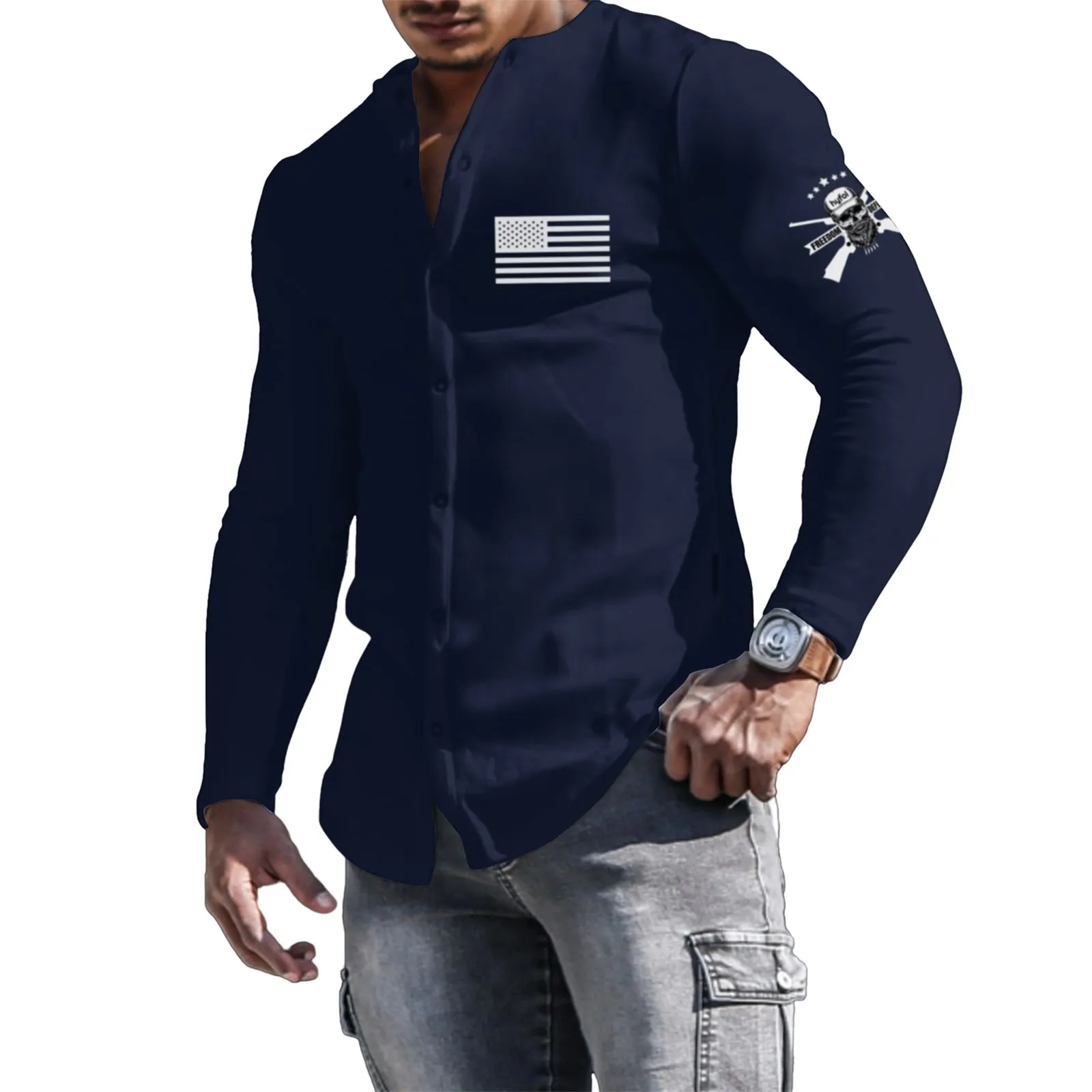 USA FLAG GRAPHIC LONG SLEEVE SHIRT
