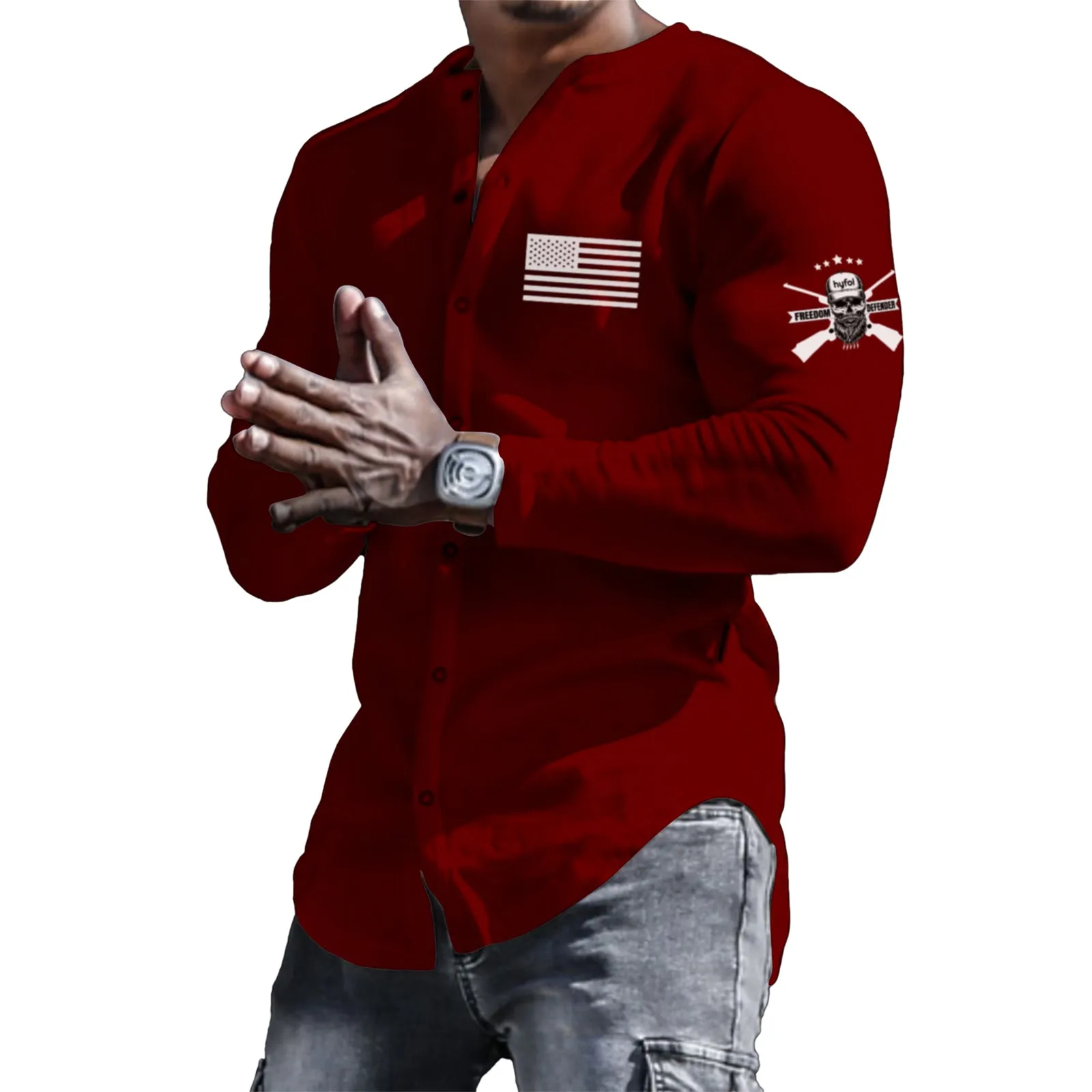 USA FLAG GRAPHIC LONG SLEEVE SHIRT