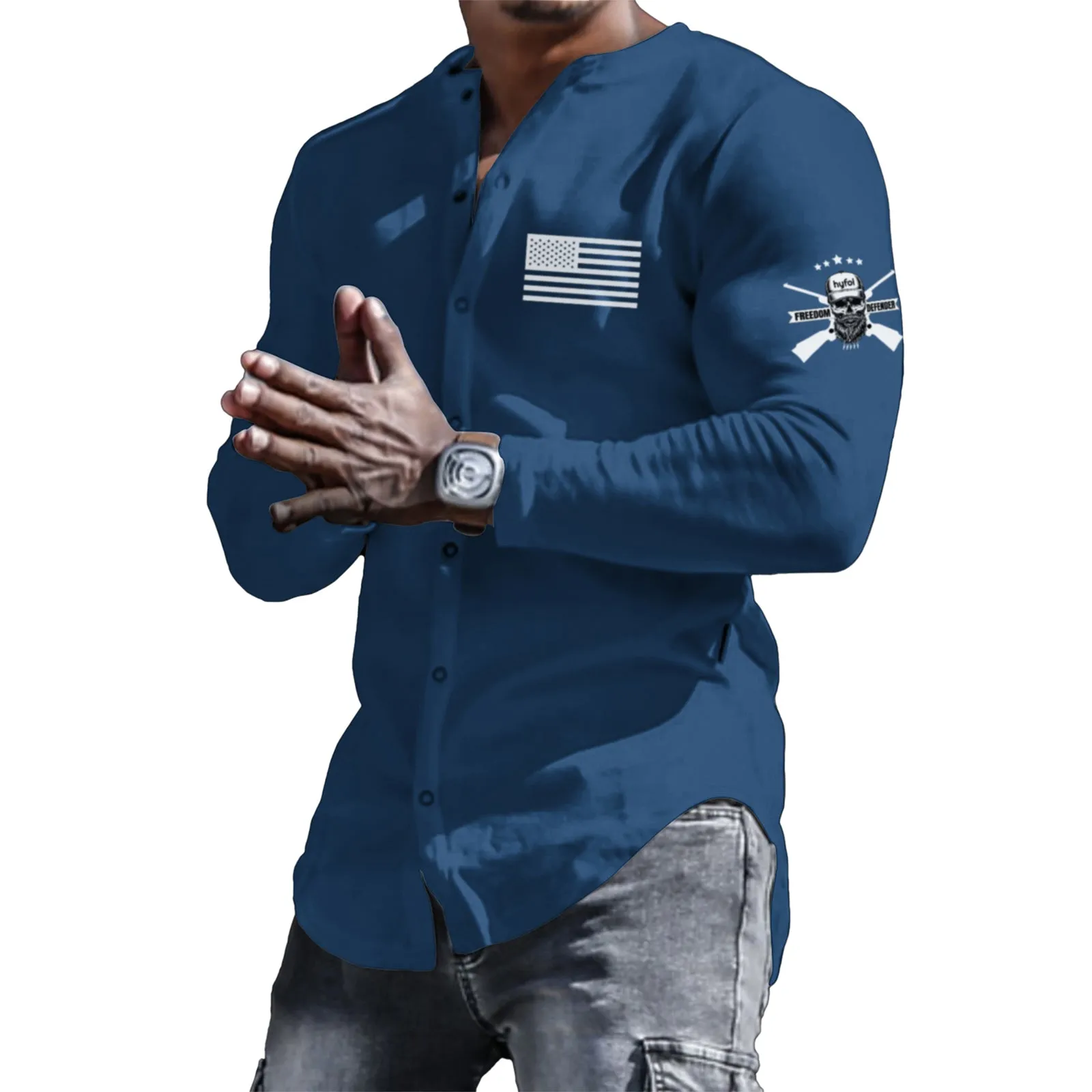 USA FLAG GRAPHIC LONG SLEEVE SHIRT