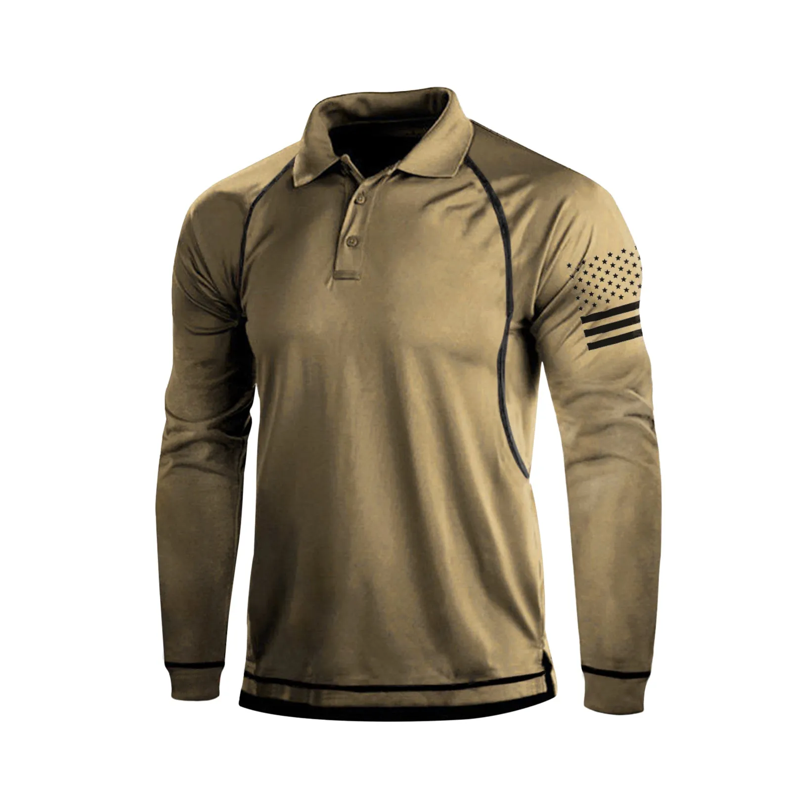 USA FLAG RAGLAN GRAPHIC LONG SLEEVE POLO SHIRT