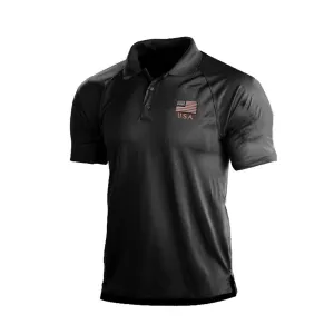 USA FLAG RAGLAN GRAPHIC POLO SHIRT
