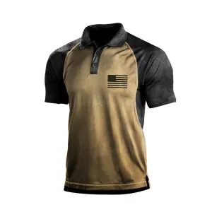 USA FLAG RAGLAN GRAPHIC POLO SHIRT
