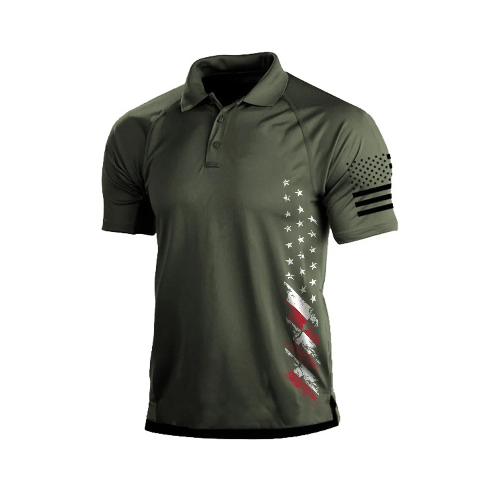 USA FLAG RAGLAN GRAPHIC POLO SHIRT