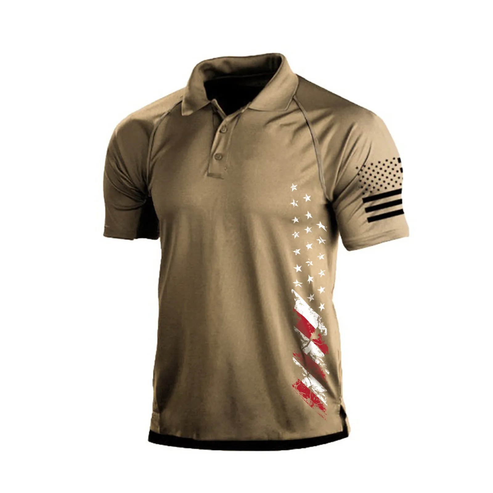 USA FLAG RAGLAN GRAPHIC POLO SHIRT
