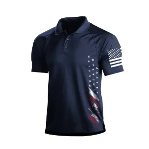 USA FLAG RAGLAN GRAPHIC POLO SHIRT