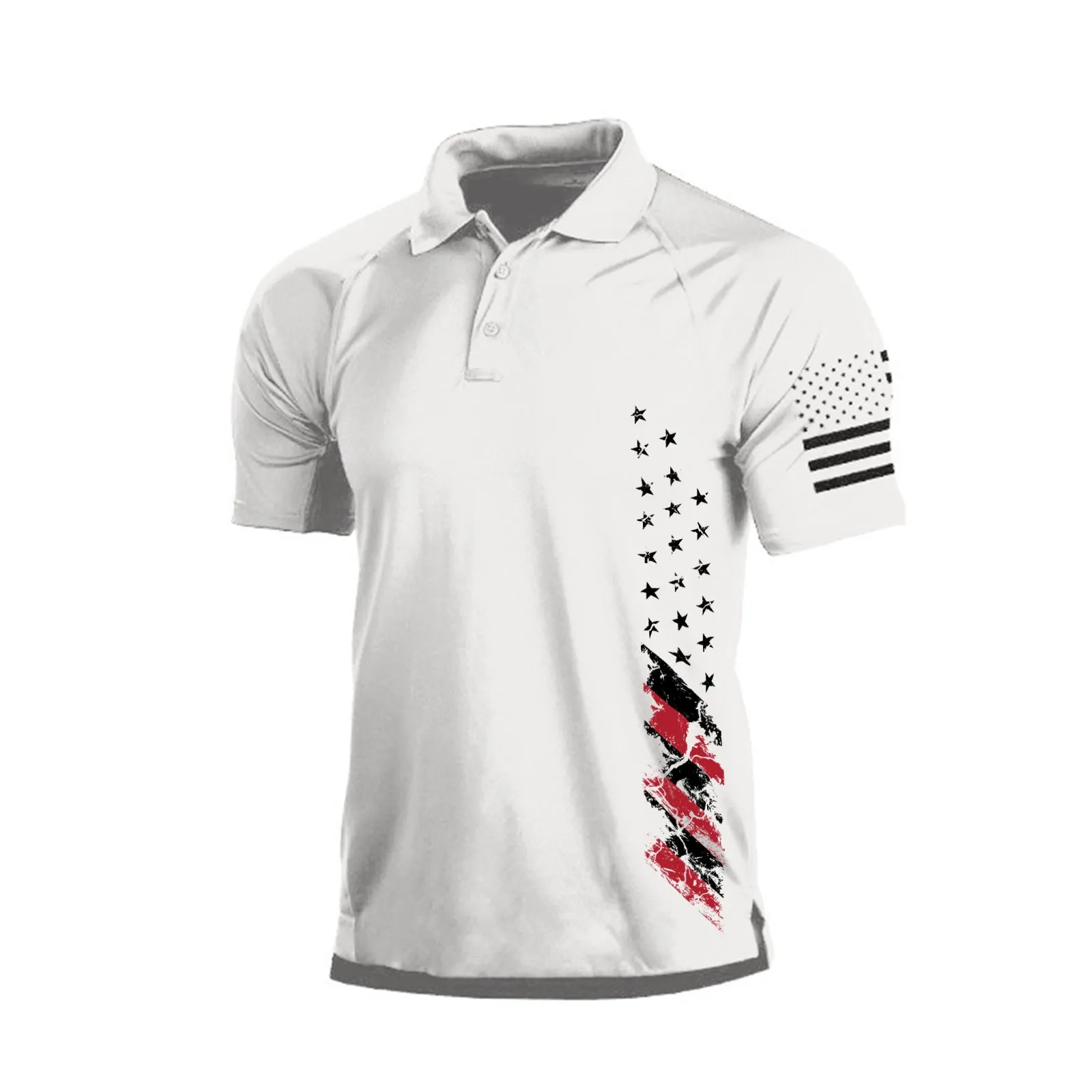 USA FLAG RAGLAN GRAPHIC POLO SHIRT