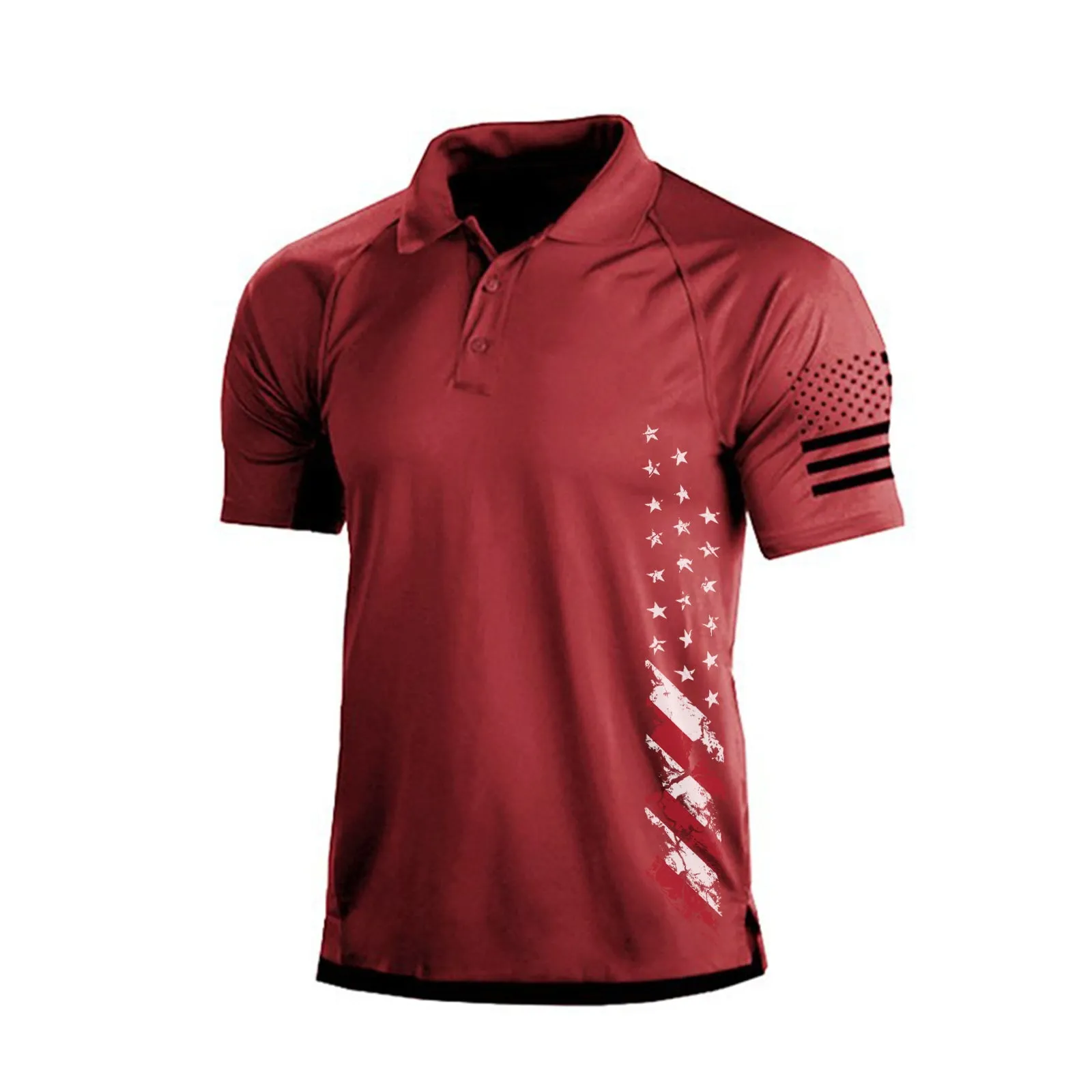 USA FLAG RAGLAN GRAPHIC POLO SHIRT
