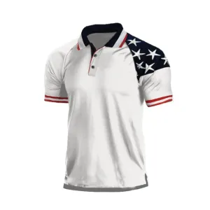 USA FLAG RAGLAN GRAPHIC POLO SHIRT