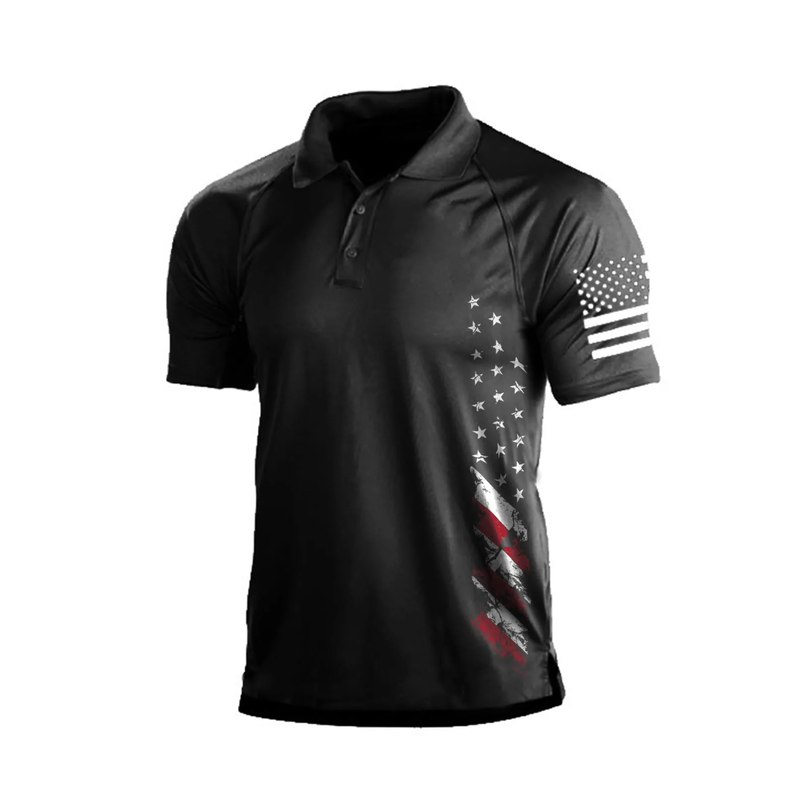 USA FLAG RAGLAN GRAPHIC POLO SHIRT