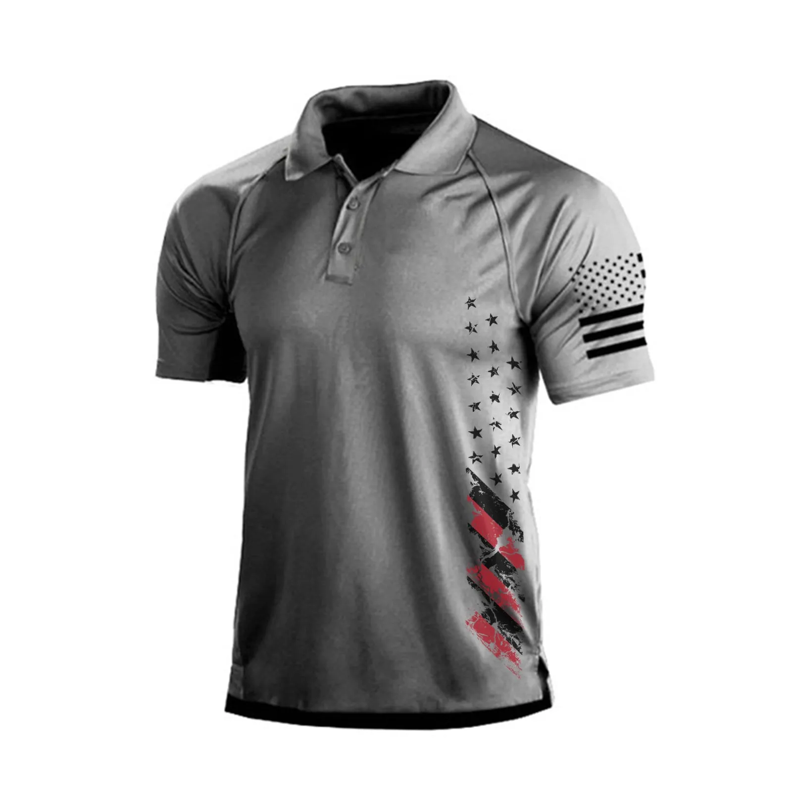 USA FLAG RAGLAN GRAPHIC POLO SHIRT