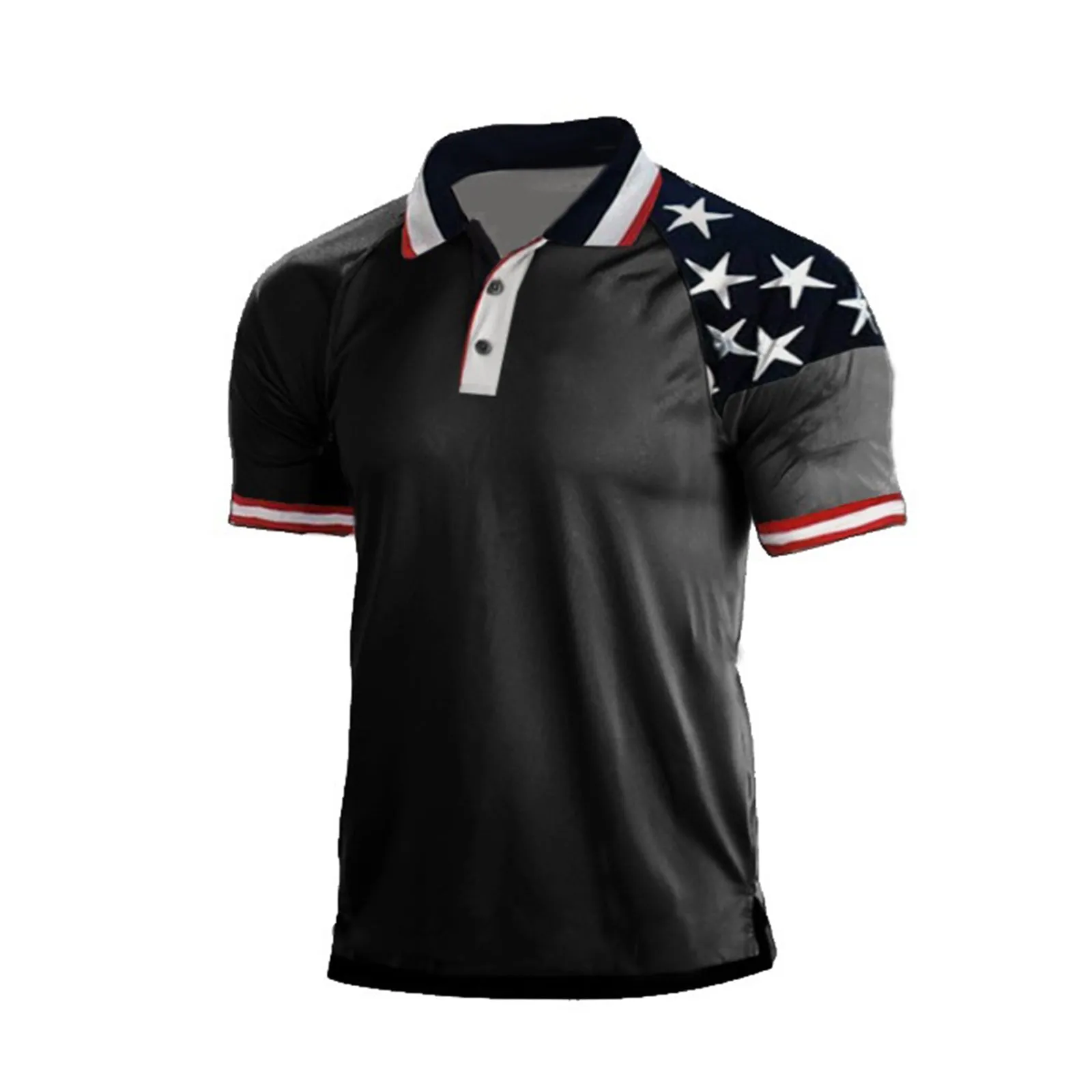 USA FLAG RAGLAN GRAPHIC POLO SHIRT