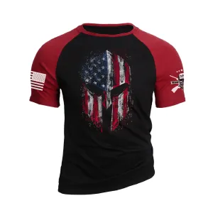 USA FLAG SPARTAN RAGLAN GRAPHIC TEE