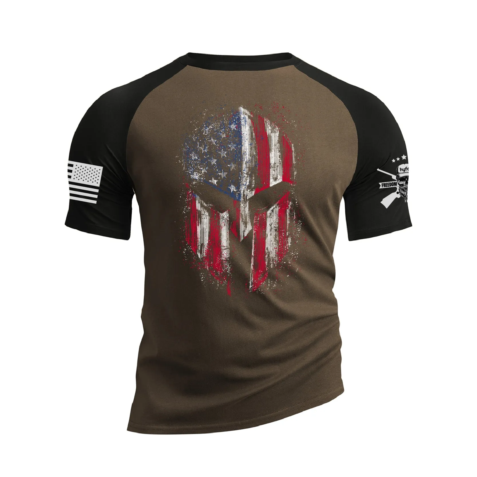 USA FLAG SPARTAN RAGLAN GRAPHIC TEE