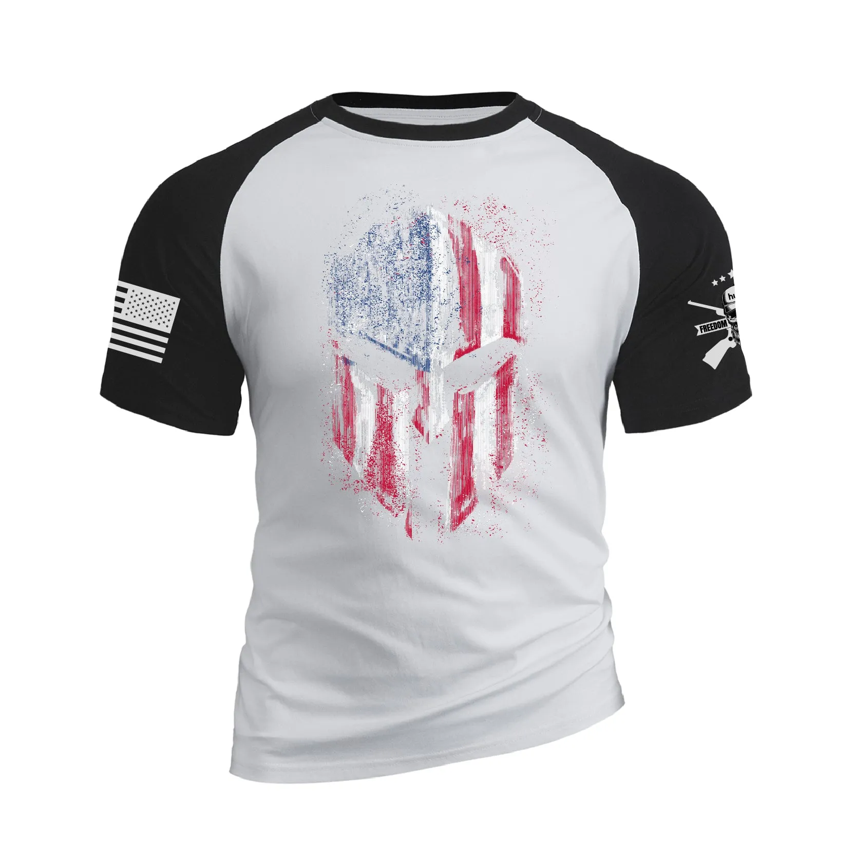 USA FLAG SPARTAN RAGLAN GRAPHIC TEE