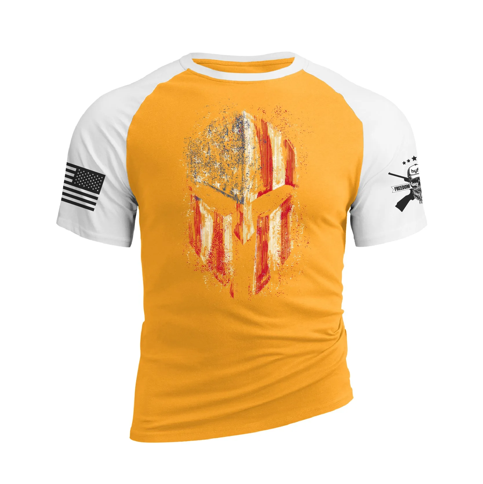 USA FLAG SPARTAN RAGLAN GRAPHIC TEE